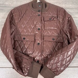 Women’s quilted chocolate brown bomber